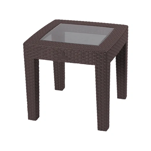 Meja Kopi Olymplast Coffee Table Motif Rotan dengan Kaca (OCT R)